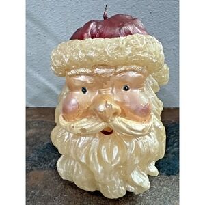 Vintage Santa Claus Head Candle 5.5" Christmas Decor Holiday